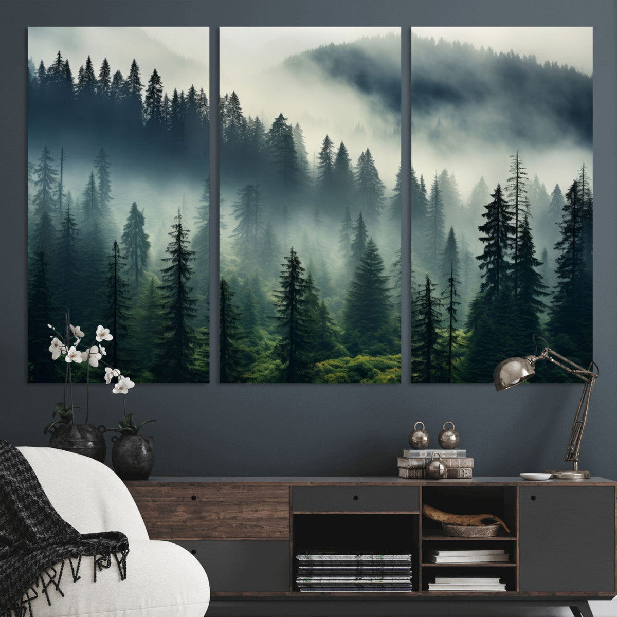 Captivating Misty Forest Wall Art, Foggy and Serene Atmosphere Canvas Print