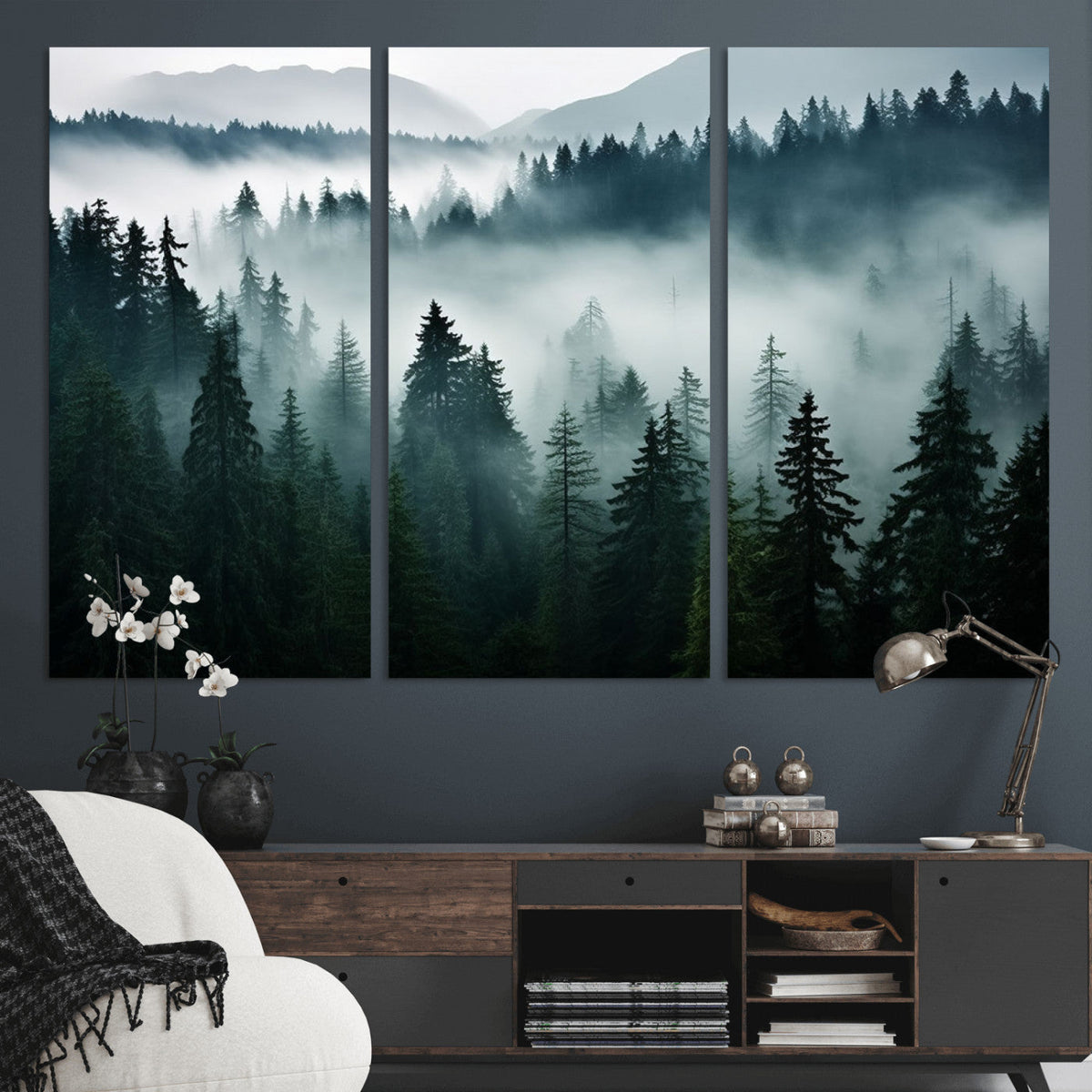 Captivating Misty Forest Wall Art Canvas, Premium Canvas Print of a Foggy and Serene Atmosphere