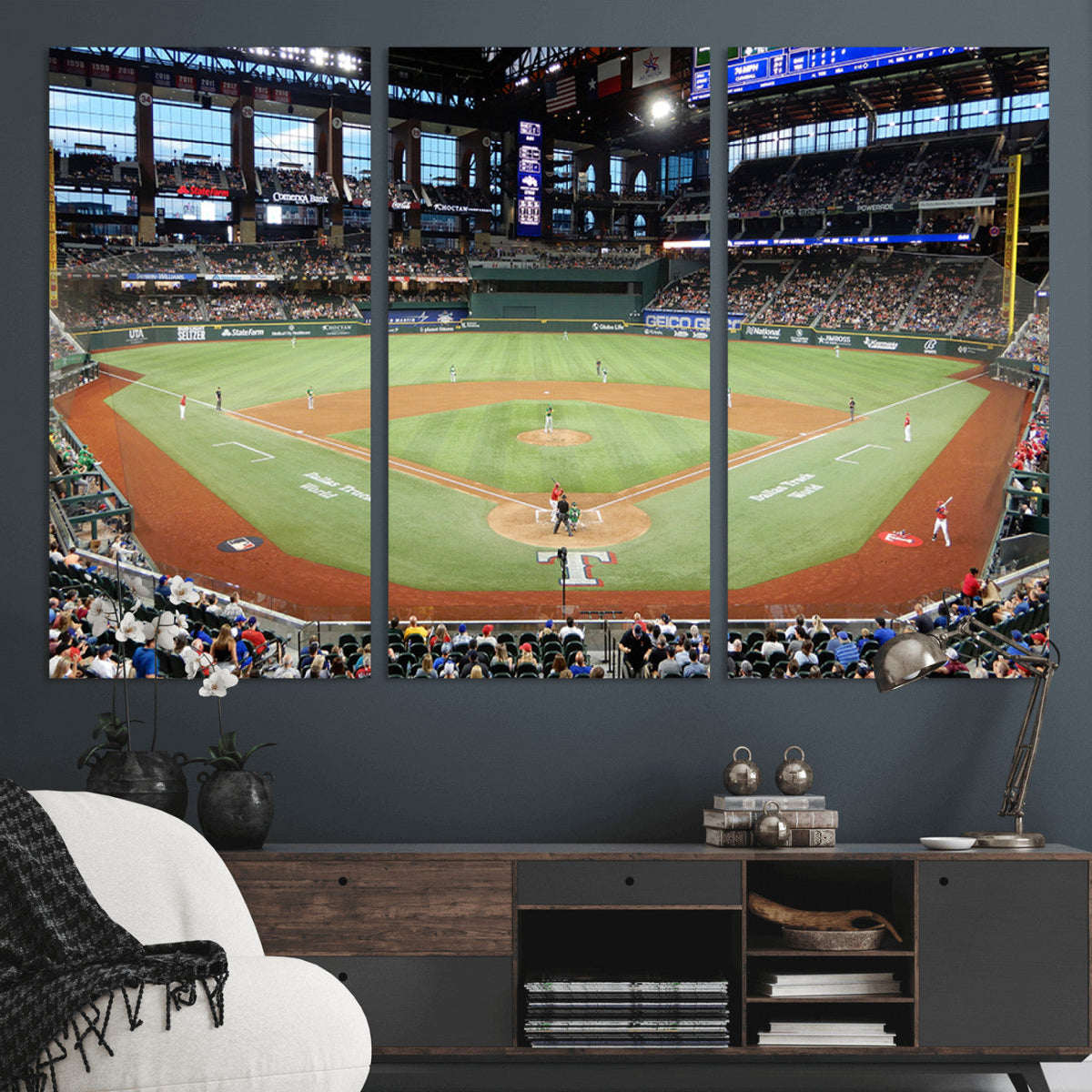 Texas Rangers Baseball Team Print, Arlington Globe Life Field Stadium Wall Art