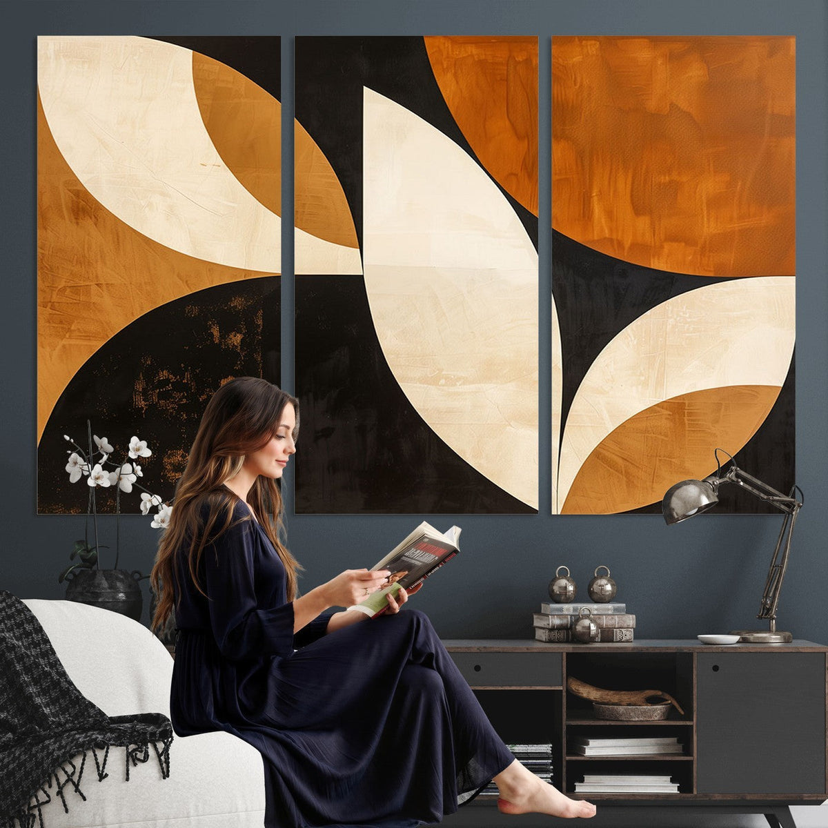 Geometric Abstract Wall Art Canvas Print, Mid Century Modern Wall Art