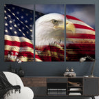 American Flag Eagle Symbol Wall Art Canvas Print, Patriotic American Flag Eagle Wall Art