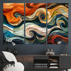 Abstract Wave Wall Art, Ready to Hang Framed Canvas Print | Extra Large 3 Piece Canvas Wall Art