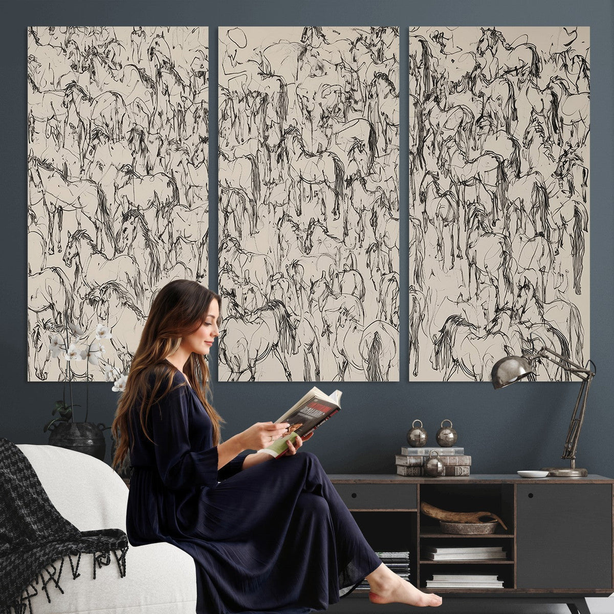 Abstract Horse Sketch Wall Art, Ready to Hang