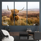 Scottish Highland Cow Canvas Wall Art, Rustic Farmhouse Decor