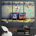 Banksy Life is Short Wall Art, Iconic Graffiti Street Art Canvas Print