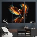 Fiery Phoenix Canvas Print | Ready to Hang Wall Art | Bold Fantasy Decor