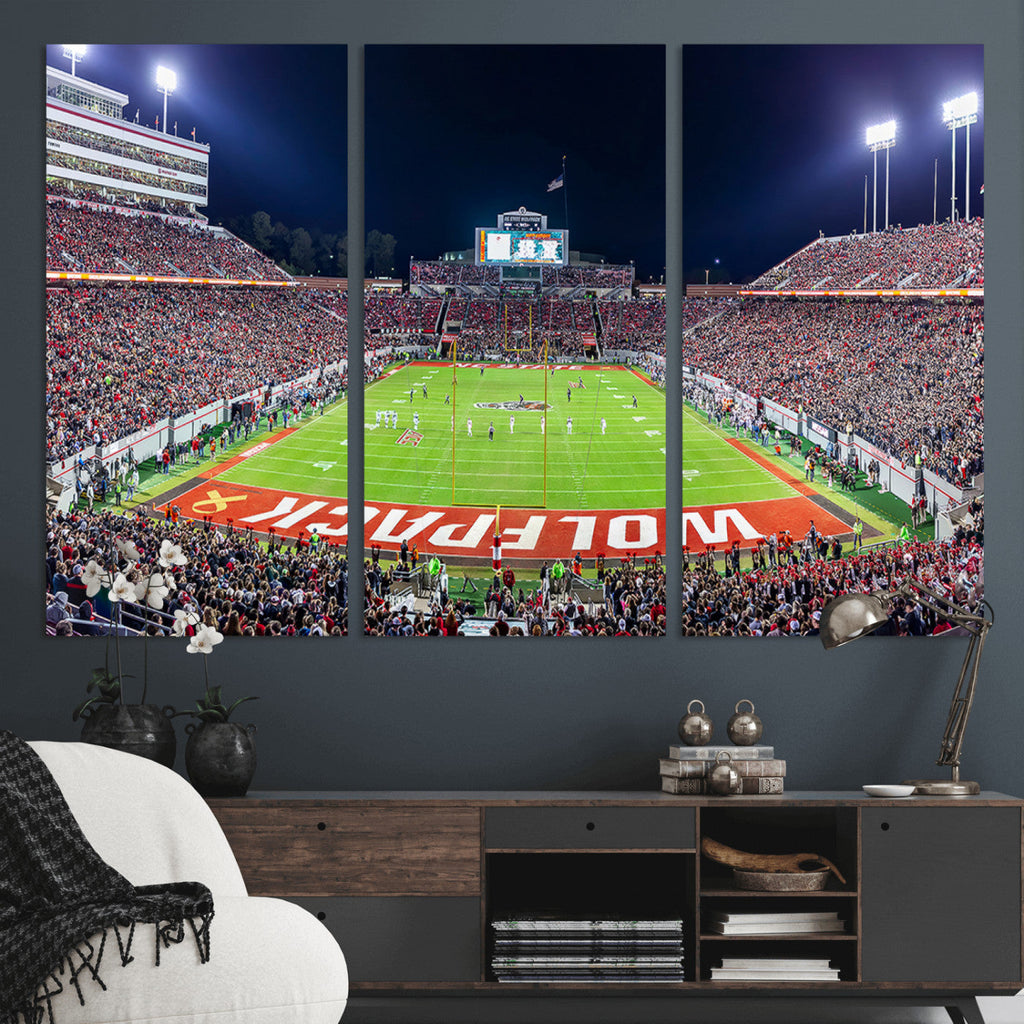 Wolfpack Football Team Print, Raleigh Carter-Finley Stadium