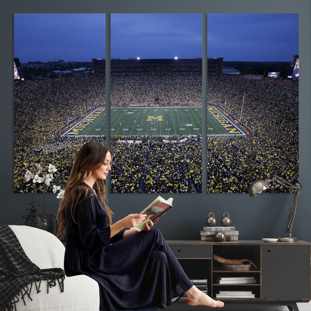 University of Michigan Wolverines Football Team Print, Ann Arbor, Home Bar Wall Decor