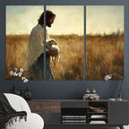 Jesus the Good Shepherd Wall Art Canvas Print, Inspirational Christian Religious Print for Prayer Room
