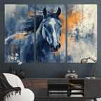Abstract Blue Horse Wall Art Print Canvas | Western Horse Wall Art for Farmhouse Decor