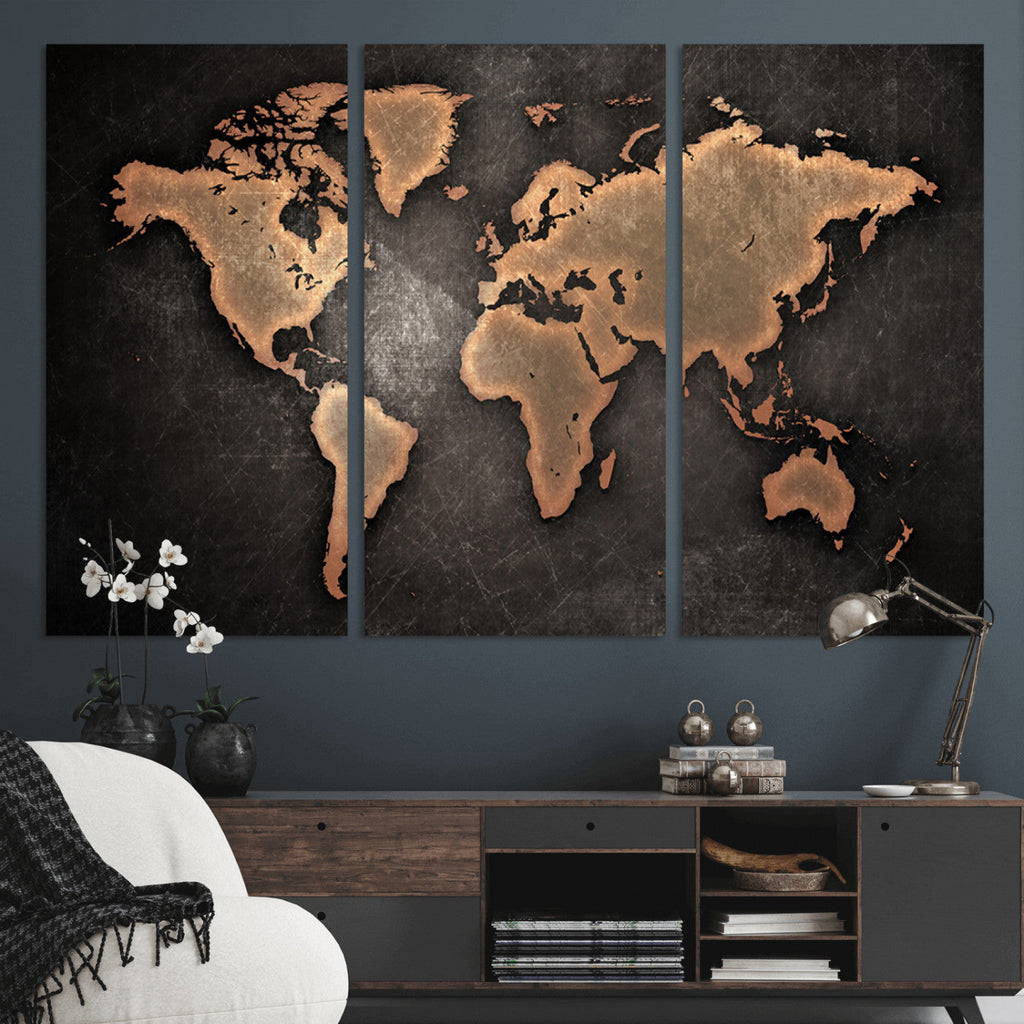World Map Canvas Print | Framed Travel Map Wall Art for Couples
