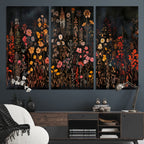 Large Floral Painting Print Illustration Flowers Canvas Wall Art