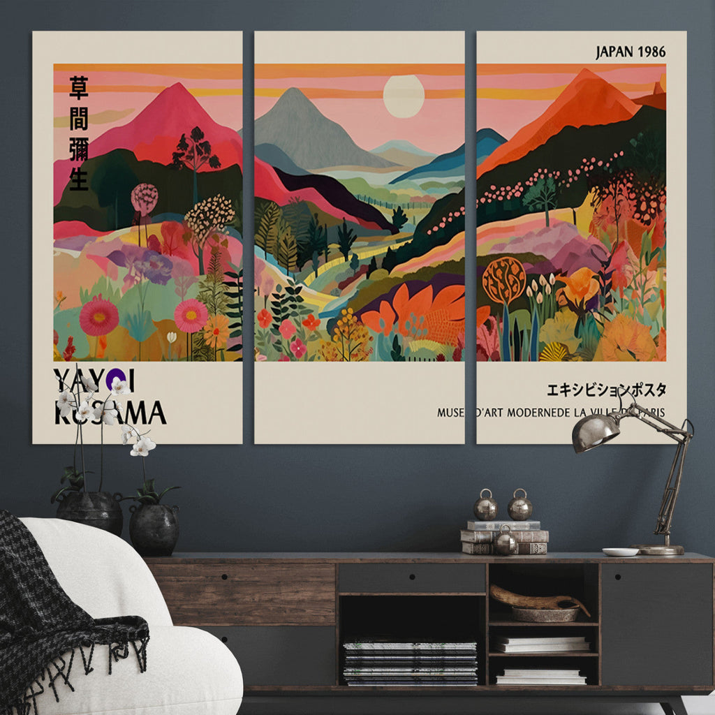 Yayoi 1986 Wall Art Print, Vibrant Wabi Sabi Japanese Abstract Design