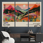 Yayoi 1986 Wall Art Print, Vibrant Wabi Sabi Japanese Abstract Design