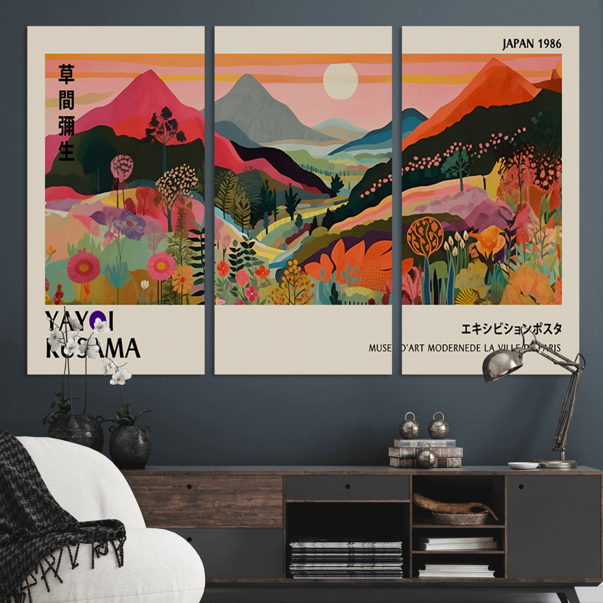 Yayoi 1986 Wall Art Print, Vibrant Wabi Sabi Japanese Abstract Design