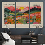 Yayoi Kusama 1986 Wall Art Print, Wabi Sabi Japanese Vibrant Abstract Landscape Canvas