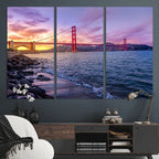 Golden Gate Bridge Wall Art Canvas Print, Framed San Francisco Sunset Landmark