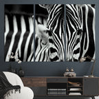 Zebra Wall Art | Zebra Close Up Canvas Print | Framed Black and White Wildlife