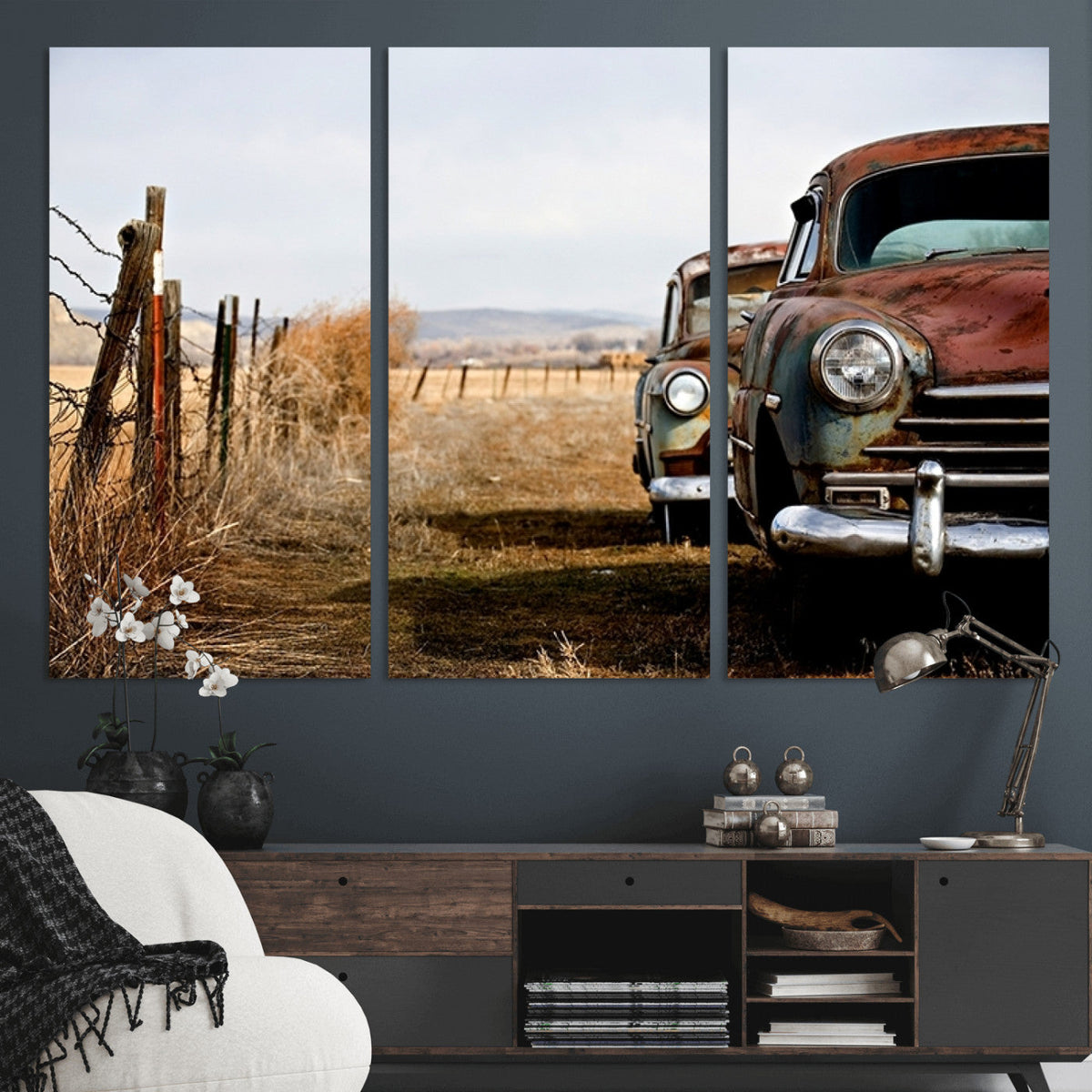 Old Rustic Classic Car Wall Art Canvas Print