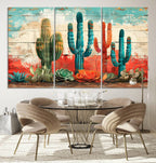 Colorful Cacti Wall Art | Framed Vibrant Succulent Canvas