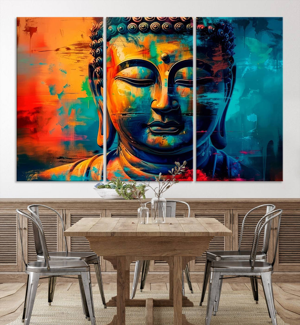 Colorful Buddha Wall Art | Framed Abstract Portrait Canvas