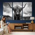Scottish Cow Wall Art Canvas Print, Longhorn Wall Art