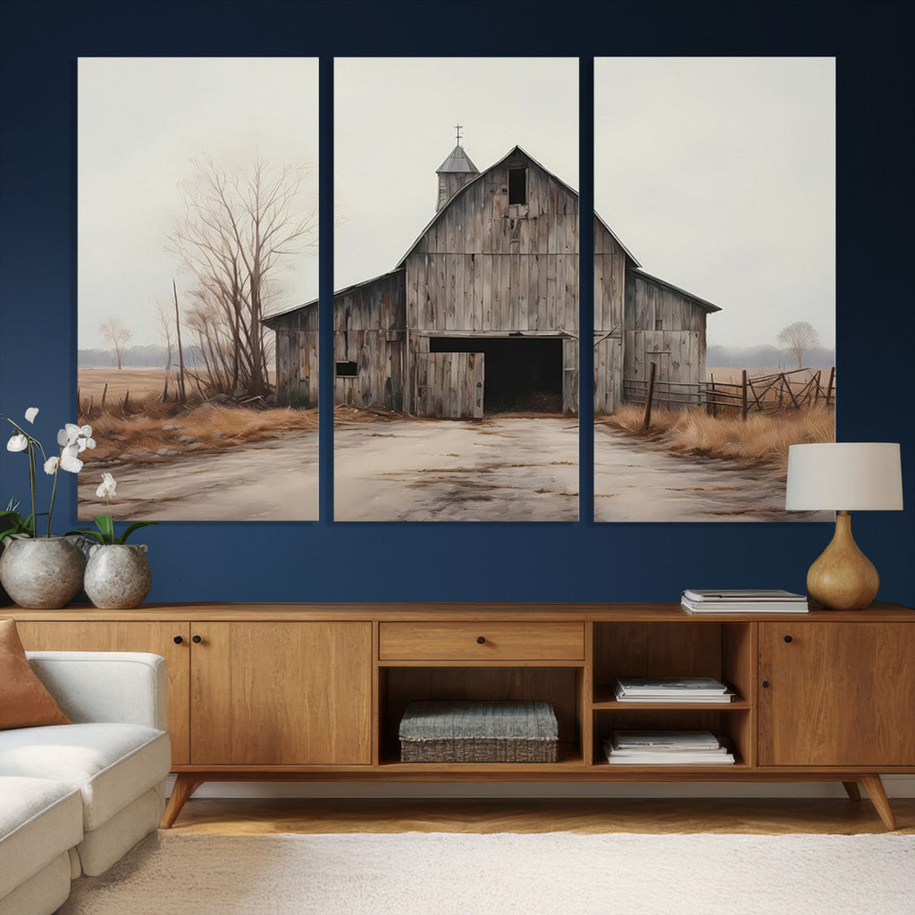 Farmhouse Rustic Barn Wall Art Canvas Print, Framed and Ready to Hang