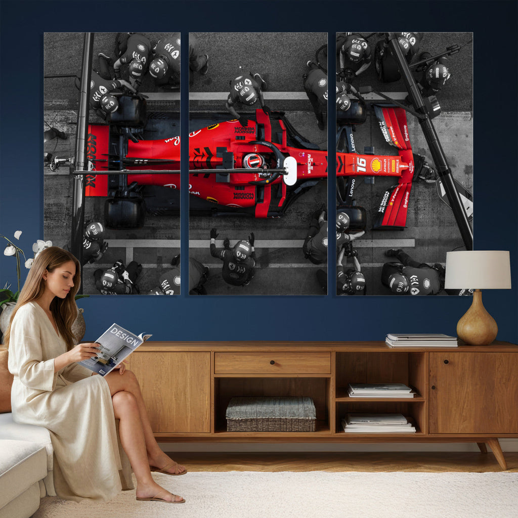 Ferrari Pit Stop Canvas Wall Art | Precision and Speed