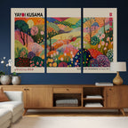 Framed Yayoi Kusama 1986 Wall Art Print | Japanese Wabi Sabi Vibrant Abstract Landscape Canvas