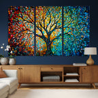 Yggdrasil Tree of Life Wall Art Print | Mosaic Style Canvas Wall Art
