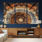 Tree Rings Wall Art Canvas Print, Rustic Wood Grain