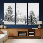 Ski Lift Wall Art | Framed Snowy Mountain Canvas Artwork