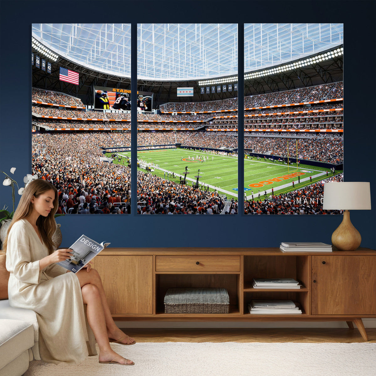 Chicago Bears Soldiers Field Wall Art Canvas Print, Framed and Ready to Hang