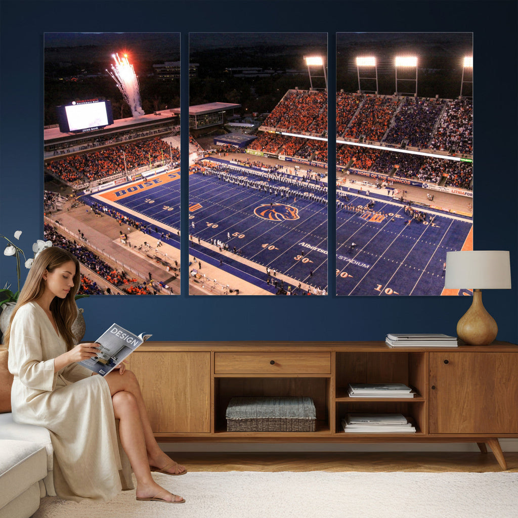 Boise State Broncos Albertsons Stadium Wall Art Canvas Print