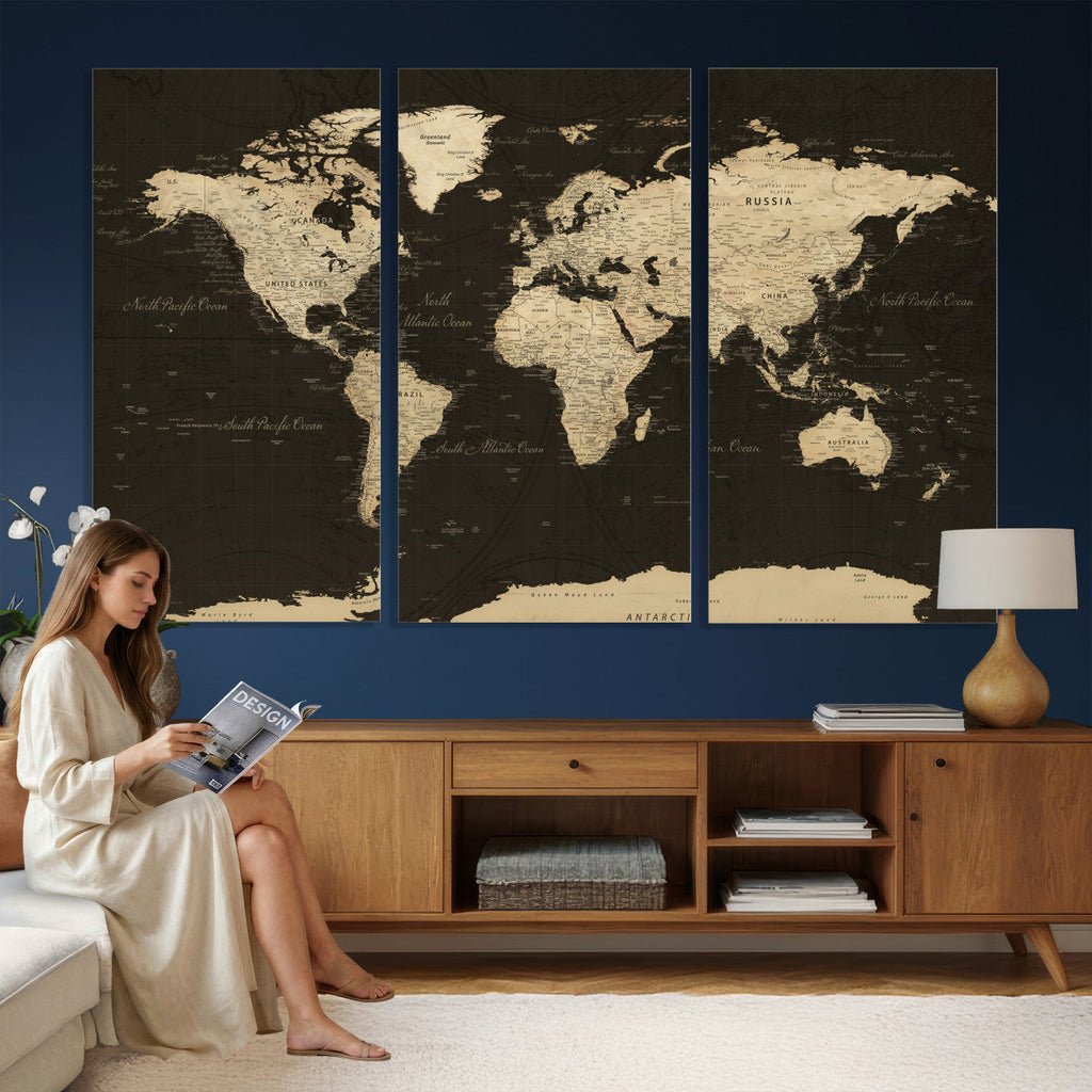 World Map Canvas Print | Framed World Map Wall Art for Couples