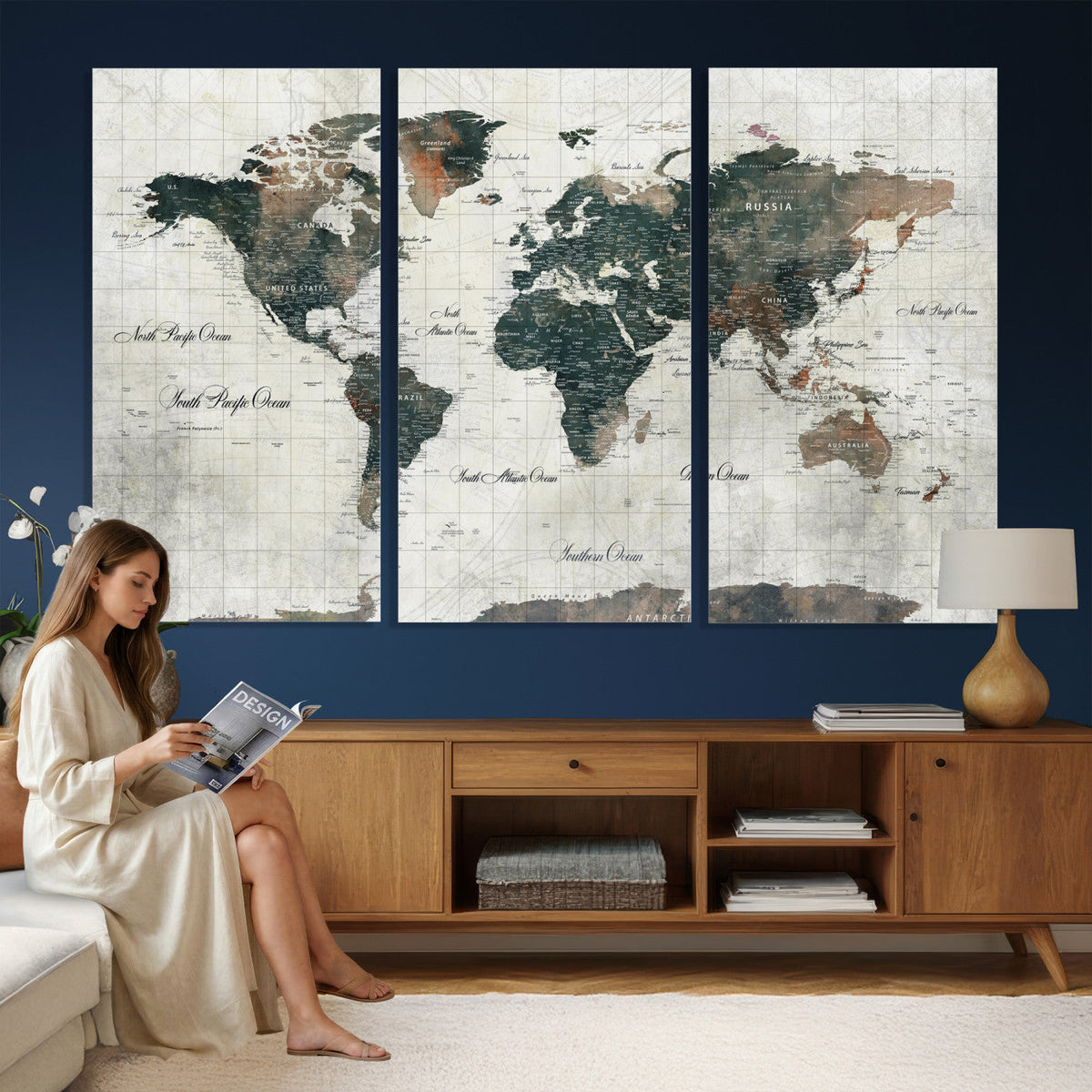 World Map Canvas Print | Framed Travel Map Wall Art for Couples