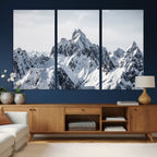 Snowy Mountain Range Canvas Print, Alpine Peaks Landscape Wall Art