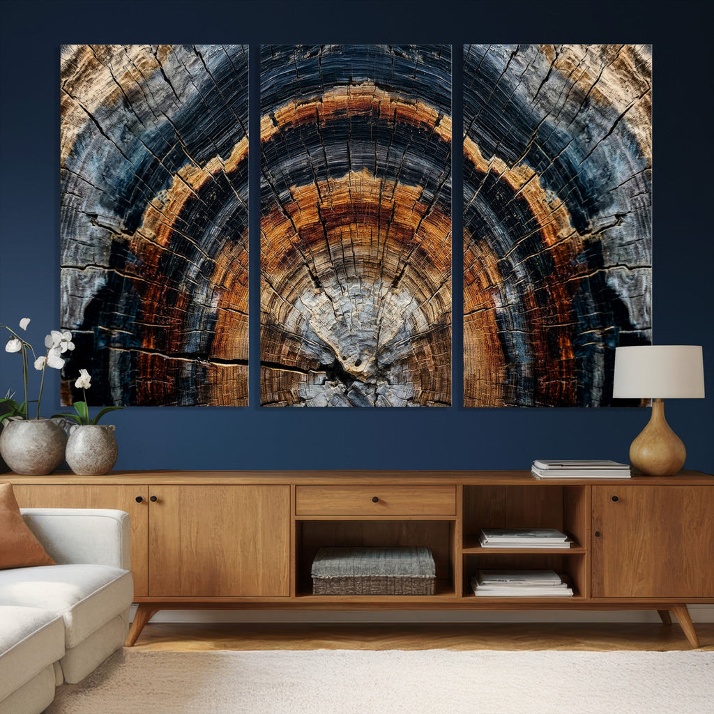 Abstract Wood Grain Canvas Print, Tree Ring Pattern Wall Art, Extra Large Living Room Wall Decor