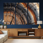Abstract Tree Ring Wall Art Print, Natural Rustic Wood Grain Canvas