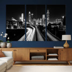 Atlanta Skyline Wall Art Canvas Print, Atlanta Downtown Night Cityscape