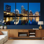 Austin Skyline Wall Art Canvas Print, Austin Downtown Night Cityscape