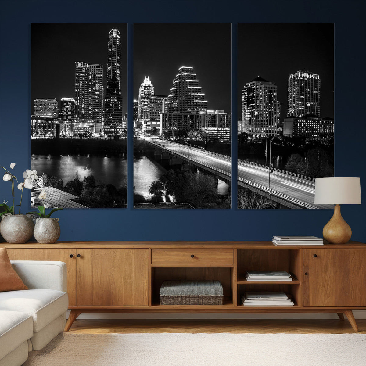 Austin Skyline Wall Art Canvas Print, Austin Downtown Night Cityscape
