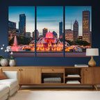 Chicago Wall Art Canvas Print - Chicago City Downtown Night Cityscape