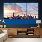Chicago Wall Art Canvas Print - Chicago City Downtown Night Cityscape