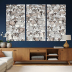 Abstract Texas Cow Wall Art Canvas Print, Farm Longhorn Art for Cabin Decor