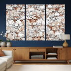 Abstract Longhorn Herd Wall Art Canvas Print