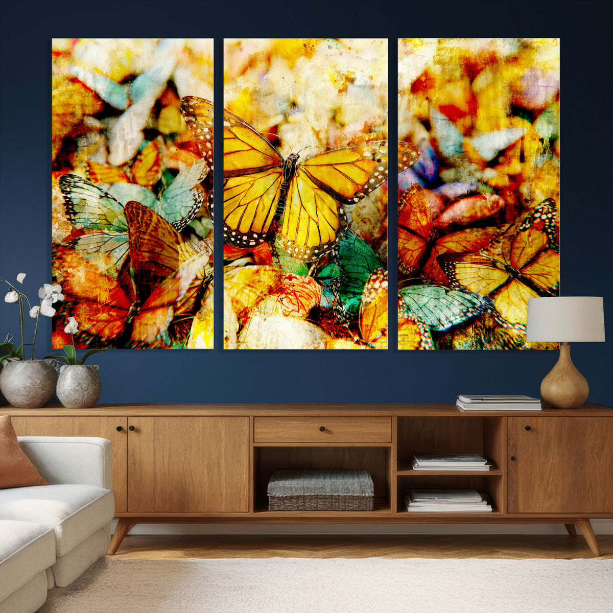 Butterfly Wall Art Canvas Print | Colorful Abstract Nature Artwork