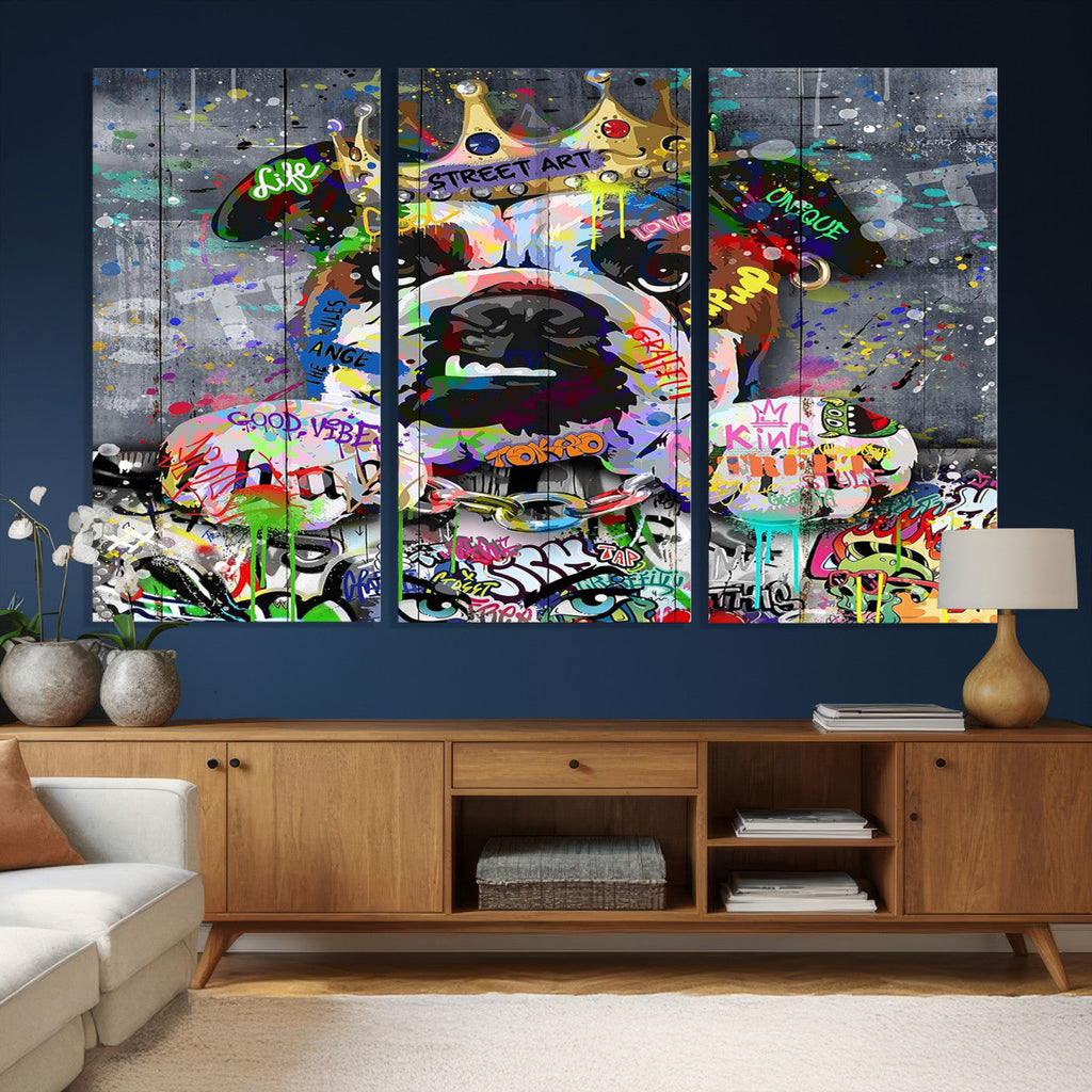 Graffiti Dog Wall Art Decor for Teen Bedroom | Abstract Graffiti Animal Canvas