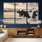Texas Longhorn Bull Rustic Wall Art Canvas Print