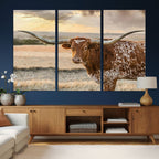 Texas Longhorn Wall Art Canvas Print, Western Ranch Bull Photography
